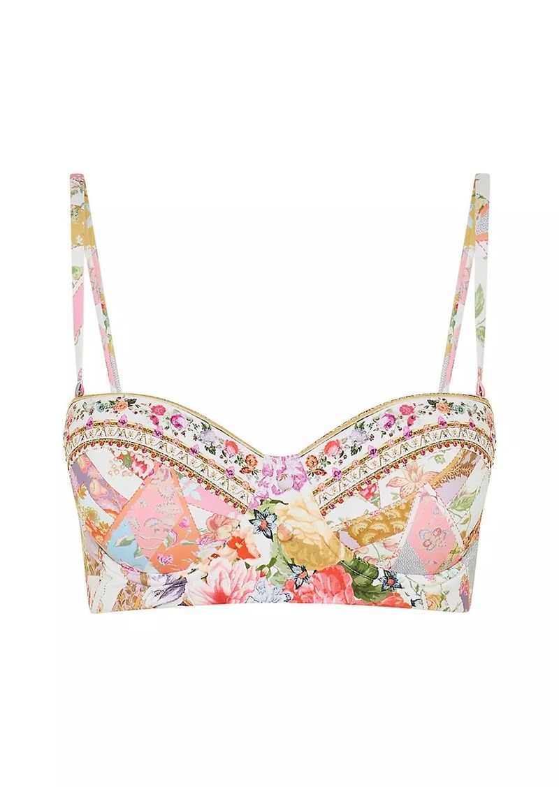 Camilla Patchwork Floral Balconette Underwire Bikini Top