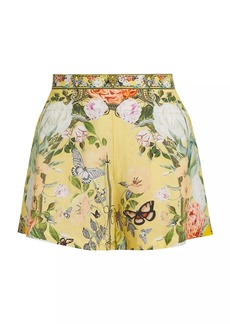 Camilla Paths Of Gold Graphic Linen Shorts