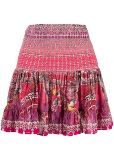Camilla patterned pleated silk mini skirt