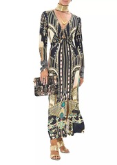 Camilla Printed Jersey Long-Sleeve Maxi Dress