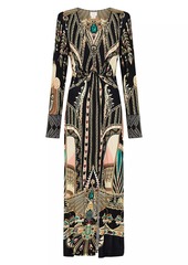 Camilla Printed Jersey Long-Sleeve Maxi Dress