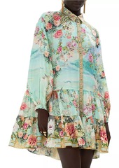 Camilla Printed Silk Tiered Shirtdress