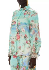 Camilla Rose-Print Silk Blouse