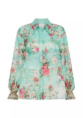 Camilla Rose-Print Silk Blouse