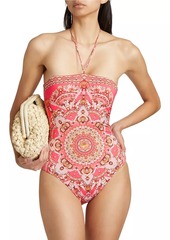 Camilla Shell Print Halter One-Piece Swimsuit