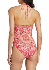 Camilla Shell Print Halter One-Piece Swimsuit