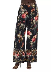 Camilla Silk Floral Wide-Leg Pants