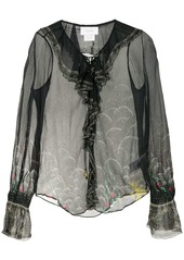 Camilla silk sheer long sleeve blouse