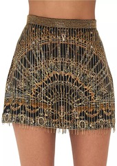 Camilla Trompe-L'œil Crystal-Embellished Silk Miniskirt