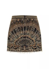 Camilla Trompe-L'œil Crystal-Embellished Silk Miniskirt