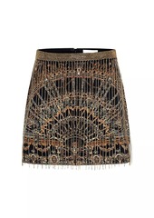 Camilla Trompe-L'œil Crystal-Embellished Silk Miniskirt