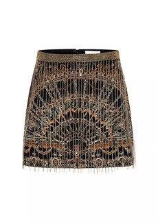 Camilla Trompe-L'¿il Crystal-Embellished Silk Miniskirt