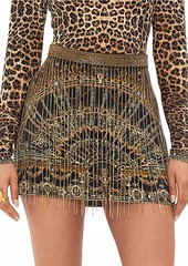 Camilla Trompe-L'œil Crystal-Embellished Silk Miniskirt