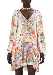 Camilla V-Neck Printed Silk Minidress