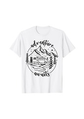 Camper Adventure Awaits Hiking Mountain Graphic Camping Vacation T-Shirt