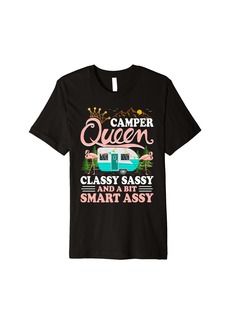 Camper Queen Classy Sassy Smart Assy Flamingo Camping Premium T-Shirt