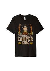 Campfire Retro Style Adventure Camper King Camping Premium T-Shirt
