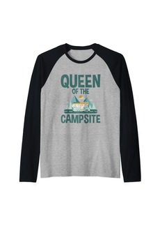 Camper Queen Of The Campsite - Raglan Baseball Tee