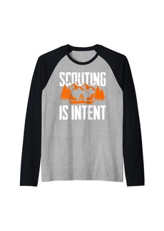 Scouting Is Intent Funny Nature Camping Vintage Scout Camper Raglan Baseball Tee