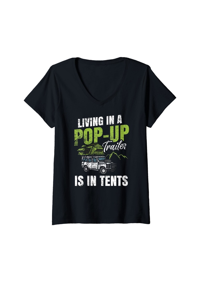 Womens camper accessories camper art pop up camper V-Neck T-Shirt