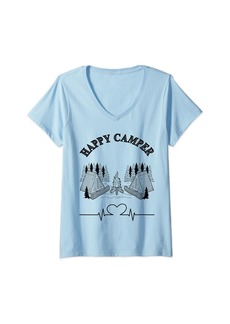 Womens Camper T-Shirt Camping Motorhome Gift Idea V-Neck T-Shirt