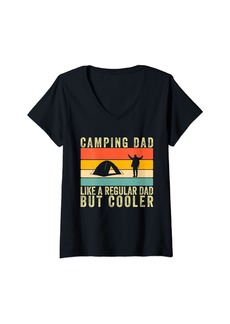 Womens Camping Dad Design Father Day For Camper Father V-Neck T-Shirt