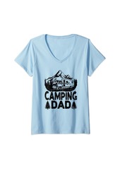Womens Camping Dad Outdoor 5th Wheel Camper RV Vacation Fathers Day V-Neck T-Shirt