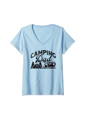 Womens Camping Dad Outdoor 5th Wheel Camper RV Vacation Fathers Day V-Neck T-Shirt