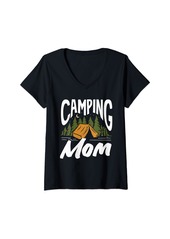 Womens Camping Mom 5th Wheel Camper RV Vacation Mothers V-Neck T-Shirt