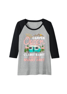 Womens Funny Camper Queen Classy Sassy And A Bit Smart Assy Camping Raglan Baseball Tee