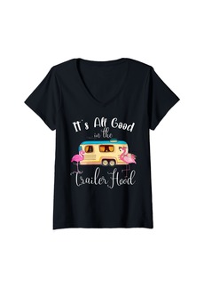 Camper Womens It's All Good In The Trailer Hood Shirt RV Camping V-Neck T-Shirt