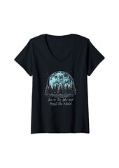 Camper Womens Live in a Lake Forget the World Camping Motivational Quote V-Neck T-Shirt