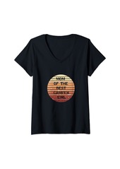 Womens Mom Of The Best Camper Girl Vintage Sunset Fun Tee V-Neck T-Shirt