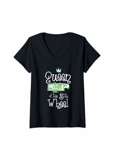 Camper Womens Queen of the 5th Wheel - Camping Gift - Funny Travel Trailer V-Neck T-Shirt