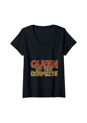 Camper Womens Queen Of The Campsite -- V-Neck T-Shirt