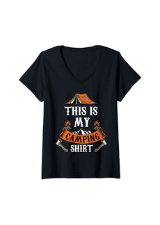 Womens This Is My Camping Shirt Personalized Camping Lovers Camper V-Neck T-Shirt