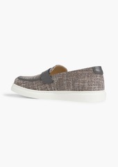 Canali - Leather-trimmed tweed slip-on sneakers - Gray - EU 42