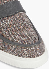 Canali - Leather-trimmed tweed slip-on sneakers - Gray - EU 42