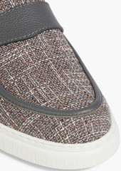 Canali - Leather-trimmed tweed slip-on sneakers - Gray - EU 44