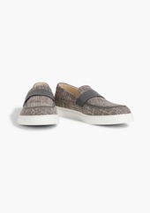 Canali - Leather-trimmed tweed slip-on sneakers - Gray - EU 42