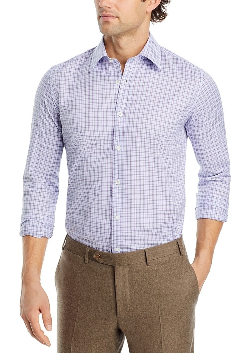 Canali Blue and Purple Check Sport Shirt