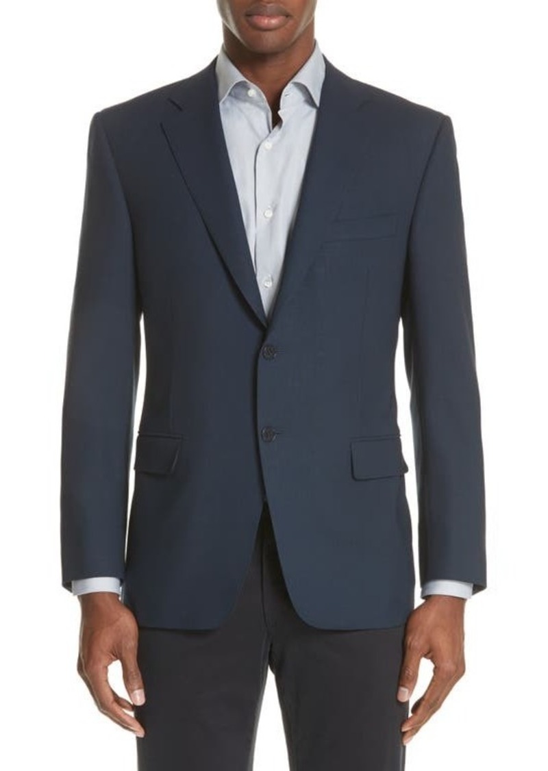 Canali Classic Fit Water Resistant Navy Wool Blazer at Nordstrom