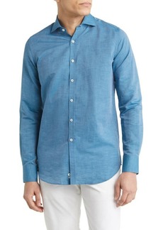 Canali Cotton & Linen Button-Up Sport Shirt