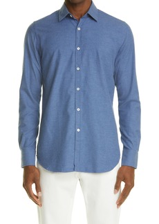 Canali Cotton Button-Up Shirt in Blue at Nordstrom