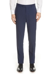 Canali Flat Front Classic Fit Solid Stretch Wool Dress Pants