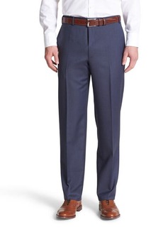 Canali Flat Front Classic Fit Wool Dress Pants in Blue at Nordstrom