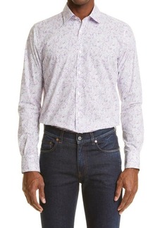 Canali Floral Cotton Dress Shirt in Purple at Nordstrom