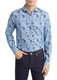 Canali Floral Linen & Cotton Button-Up Shirt