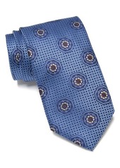 Canali Floral Medallion Silk Tie in Light Blue at Nordstrom
