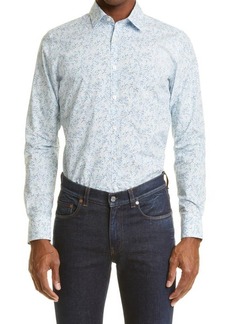 Canali Floral Sport Button-Up Shirt in Blue at Nordstrom